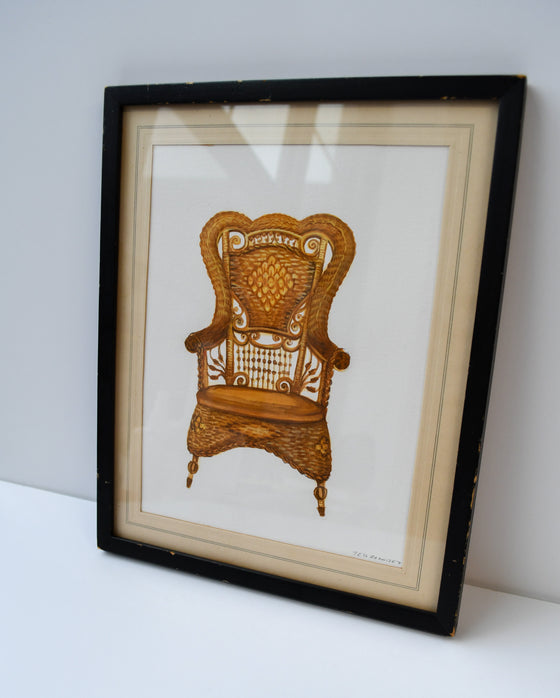 Ornate Wicker Chair (Framed)