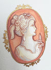 Example of gold paint used for each cameo study. Please note that this exact photo does not correlate to the same listing.